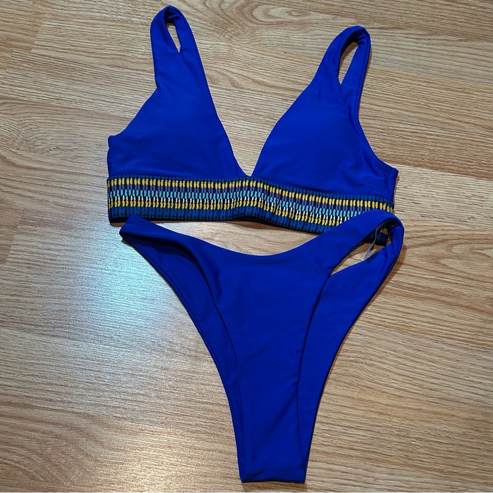 NWOT Shein two piece blue cheeky bikini swimsuit small